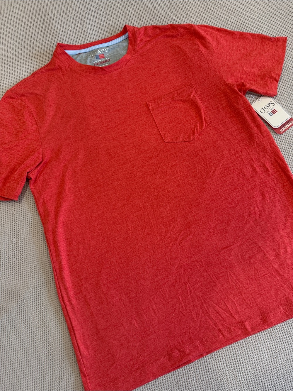 Chaps Red Short Sleeve Pocket Tee